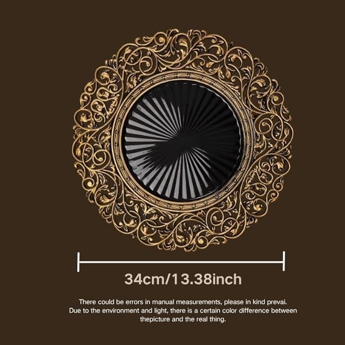13inch Round Plastic Charger Plates,Set of 8,Charger Plates for Dinner,Wedding,Party,Event Decoration. (Black gold edge) …