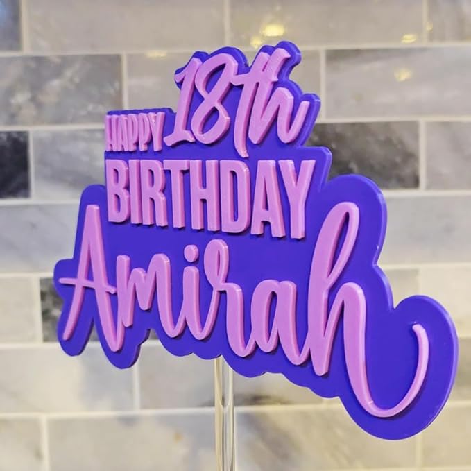 Custom Cake Topper with name and Age, Birthday cake topper by Iristy
