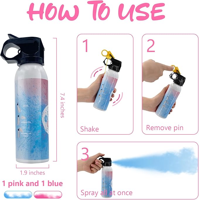 Gender Reveal Fire Extinguisher Color Smoke-Set of 2,Baby Revel Extinguishers Smoke for Boy or Girl Gender Reveal Ideas,Fire Extinguishers Pink or Blue Smoke for Gender Reveal Decorations