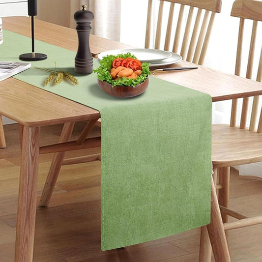 Wipeable Table Runner, Thick Farmhouse Dresser Runner, Rustic for Kitchen, Bedroom, Living Room, Indoor and Outdoor (90'', Green)