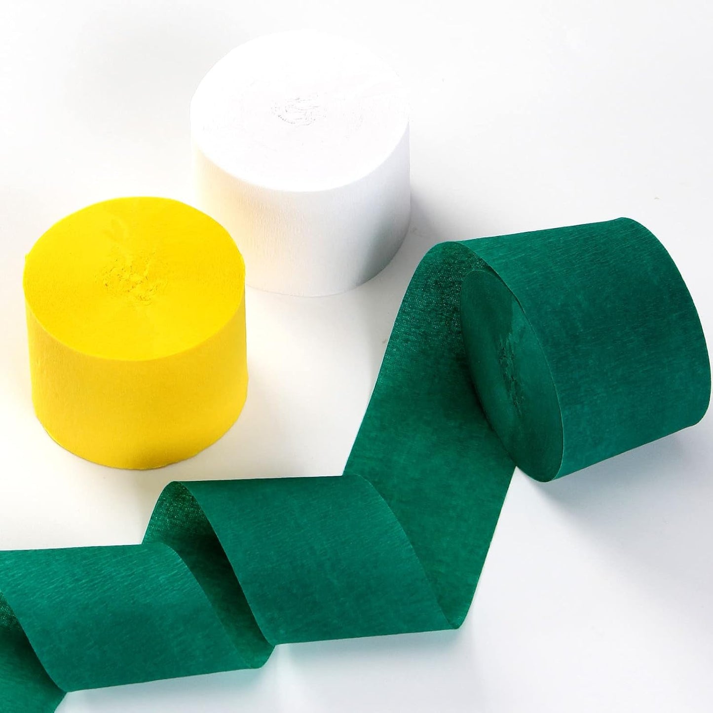 Green-White Yellow Party-Decorations Crepe-Paper Streamers - 9 Rolls Birthday Paper Garland Streamer Neutral Baby Shower Sping Summer Garden Tea Party Decor Panduola