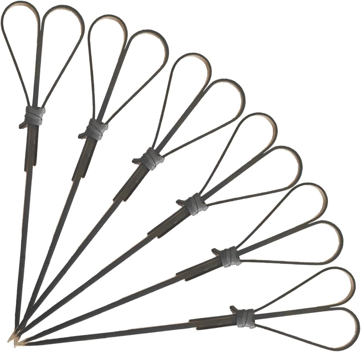 100 Pcs Bamboo Cocktail Picks, Skewers for Appetizers, Charcuterie Accessories, Heart Shaped Bamboo Sticks, Toothpicks for Appetizers Picks, Long Cocktail Toothpicks - Black, 6 Inch