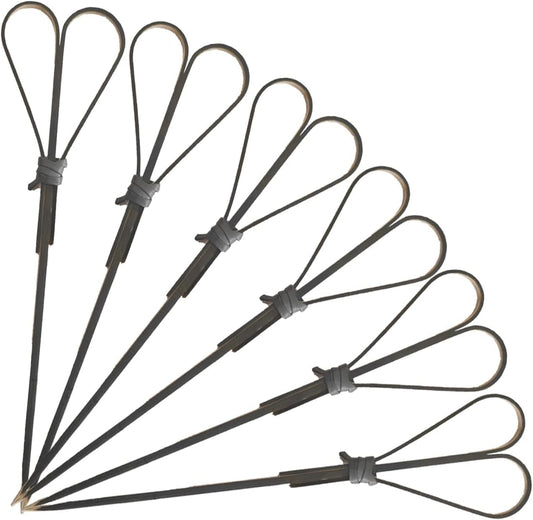 100 Pcs Bamboo Cocktail Picks, Skewers for Appetizers, Charcuterie Accessories, Heart Shaped Bamboo Sticks, Toothpicks for Appetizers Picks, Long Cocktail Toothpicks - Black, 6 Inch