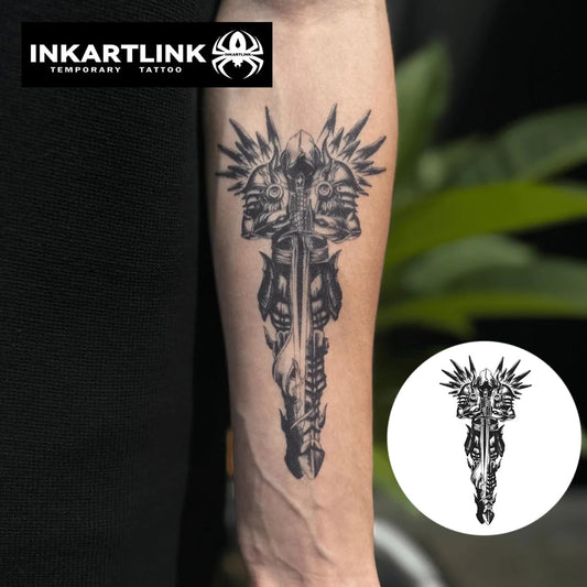 INKARTLINK 2 Sheets Extra Large Semi permanent Tattoos, Temporary Tattoos, Adult Art Designs, Waterproof, Realistic, No Adhesive, Non-Reflective, Lasts 1-2 Weeks,(Eternal Guardian)