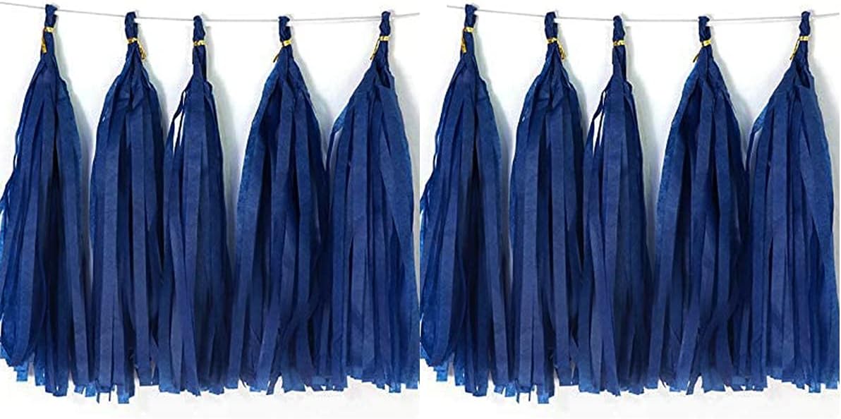 Tissue Paper Tassels Garland Banner Table Decor Party Banner Wedding Birthday Baby Shower Nursery Party Decorations Supplies (20, Royal Blue)