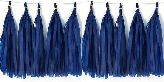 Tissue Paper Tassels Garland Banner Table Decor Party Banner Wedding Birthday Baby Shower Nursery Party Decorations Supplies (20, Royal Blue)