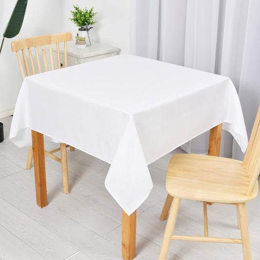 Hiasan Faux Linen Rectangle Tablecloth - Wrinkle and Stain Resistant Washable Table Cloth for Kitchen Dining Room Holiday Table Cover for Party Dinner, White, 54 x 120 Inch