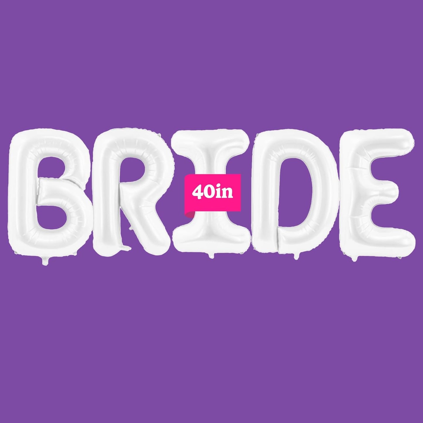 HOUSE OF PARTY Bride Balloon - 40'' Foil Balloons for Wedding Bridal Shower Engagement Party Decor - Bachelorette Party Supplies for Bride-to-Be! (White)