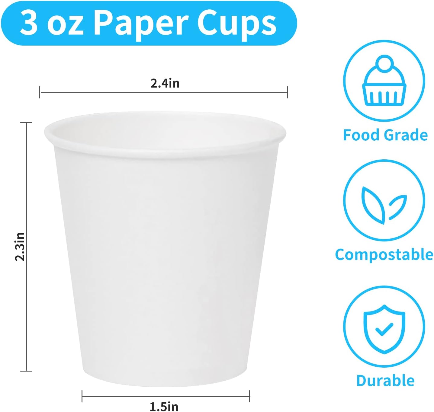 RACETOP 3 oz Paper Cups 600 count, Disposable Bathroom Mouthwash Cups, Small Snack Cups, Ideal for Bathroom, Home, Party