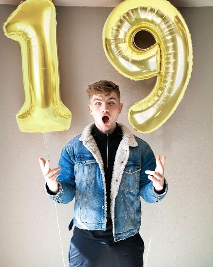 Number 6 Balloon 40 Inch, 6 7 Six Seven Birthday Decorations, 6th Birthday Balloon for Boy Girl, Light Gold 16 60 61 65 Numbers Balloons Graduations Anniversary Supplies