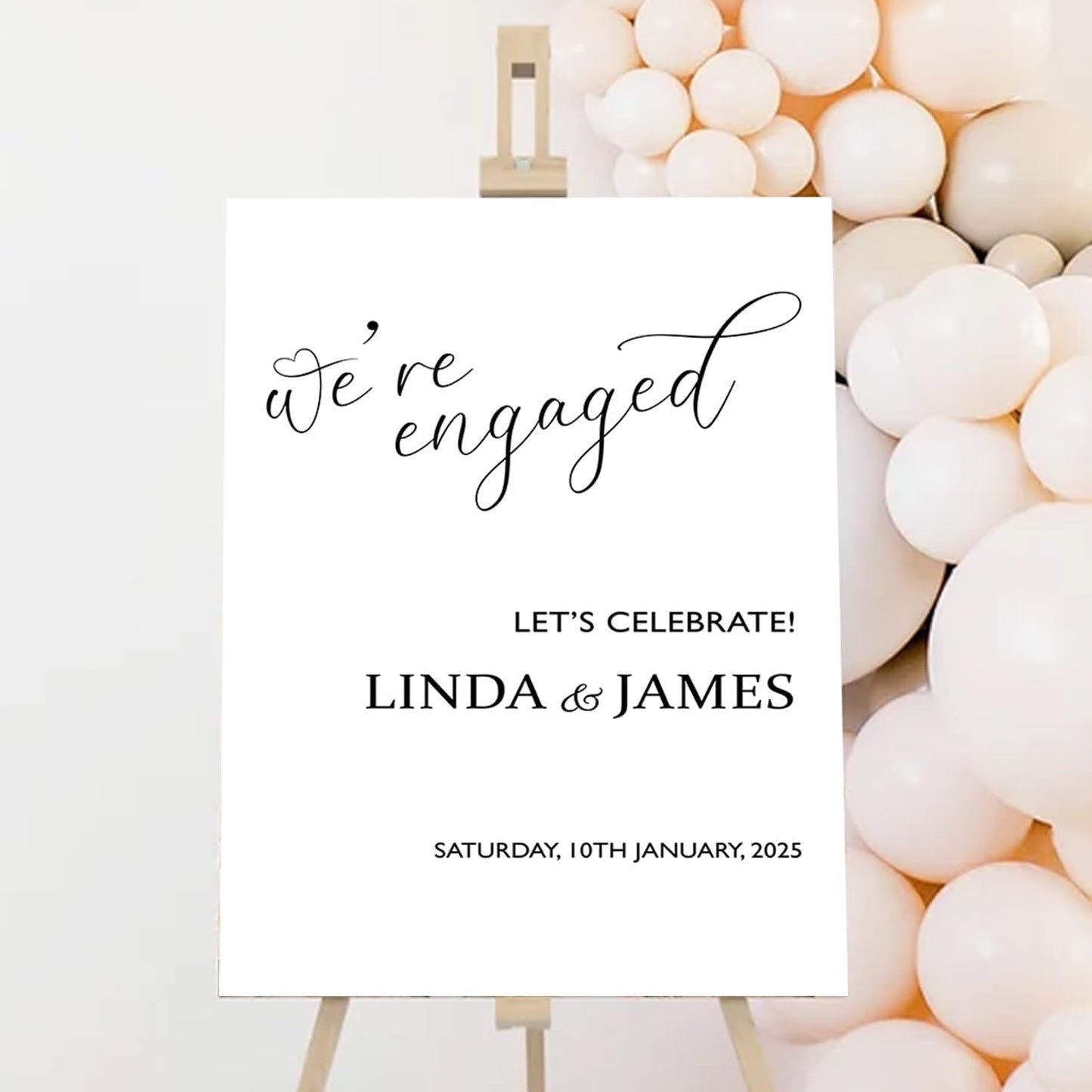 We're Engaged Sign - Let's Celebrate Yard Sign for Engagement Party - Welcome Sign and Decorations for Home Party