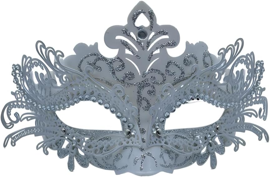 White Masquerade Mask Mardi Gras Mask for Costume Parties Halloween Venetian and Carnival