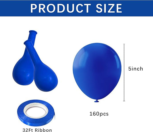 160 pcs Royal Blue Balloons, 5 Inch Small Latex Ballons Bulk, Baloons for Balloon Arch, globos azules, Royal Blue Birthday Party Decorations, 4th of July Party Supplies, Welcome Home Decorations