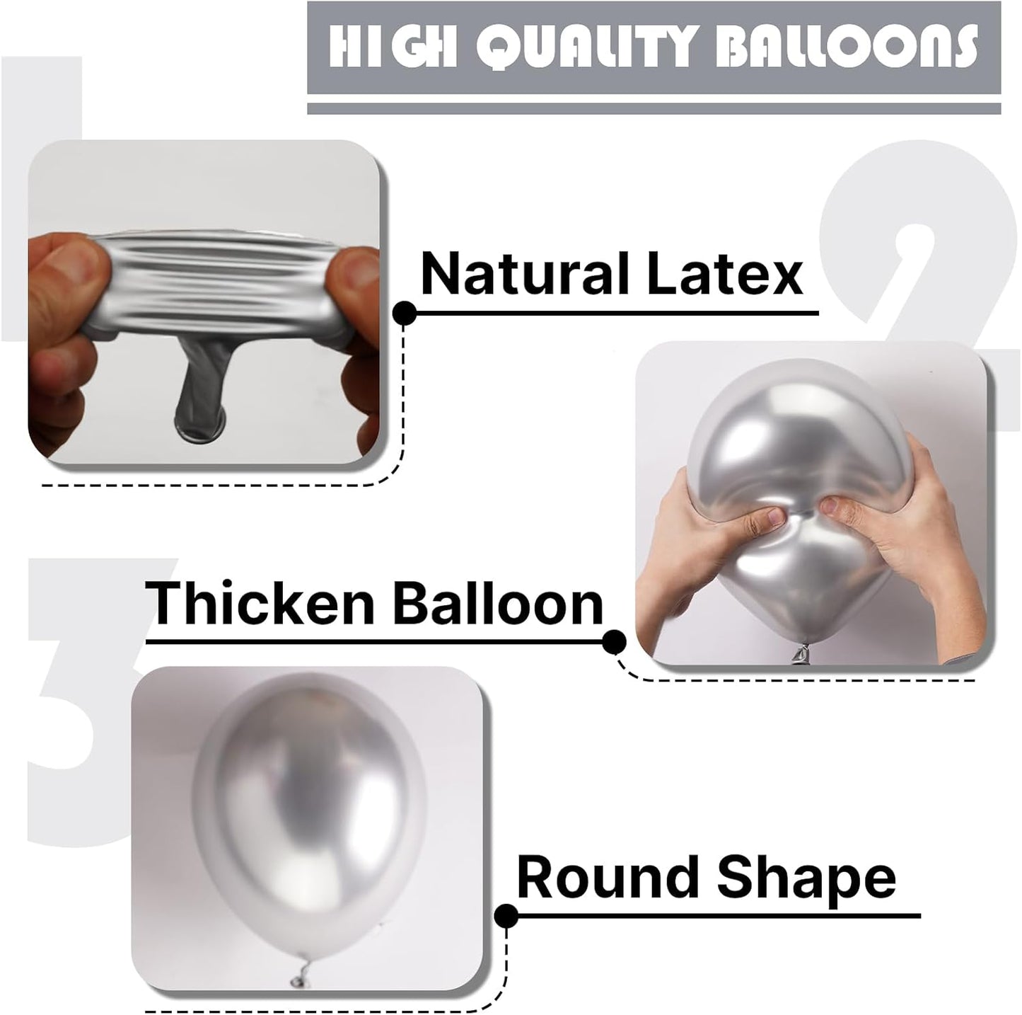 PartyWoo Metallic Silver Balloons 100pcs 5 Inch Silver Chrome Balloons for Graduation Wedding Baby Shower Bachelorette Bridal Shower Anniversary Engagement Birthday Party Decorations Silver-G102