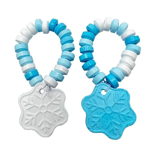 Snowflake Candy Bracelets (24 Pieces) Winter Candy Individually Wrapped - Snow Flake Shaped Blue and White - Great for Frozen Party Favors, Pinatas, Kids Birthday Favor Bags, Holiday Stocking Stuffers