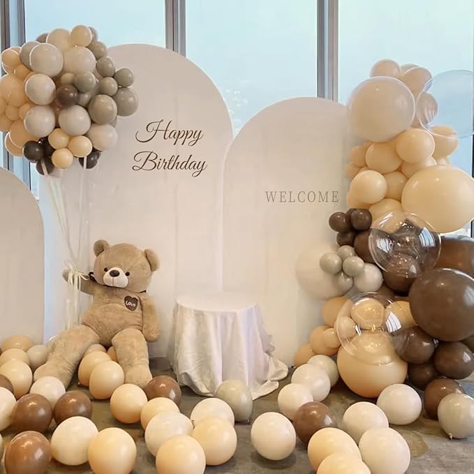 Boho Brown Balloon Garland Arch Kit, 167Pcs Latex Neutral Balloons Different Sizes 18 12 10 5 inch for Baby Shower Birthday Bridal Shower Wedding Party Decorations