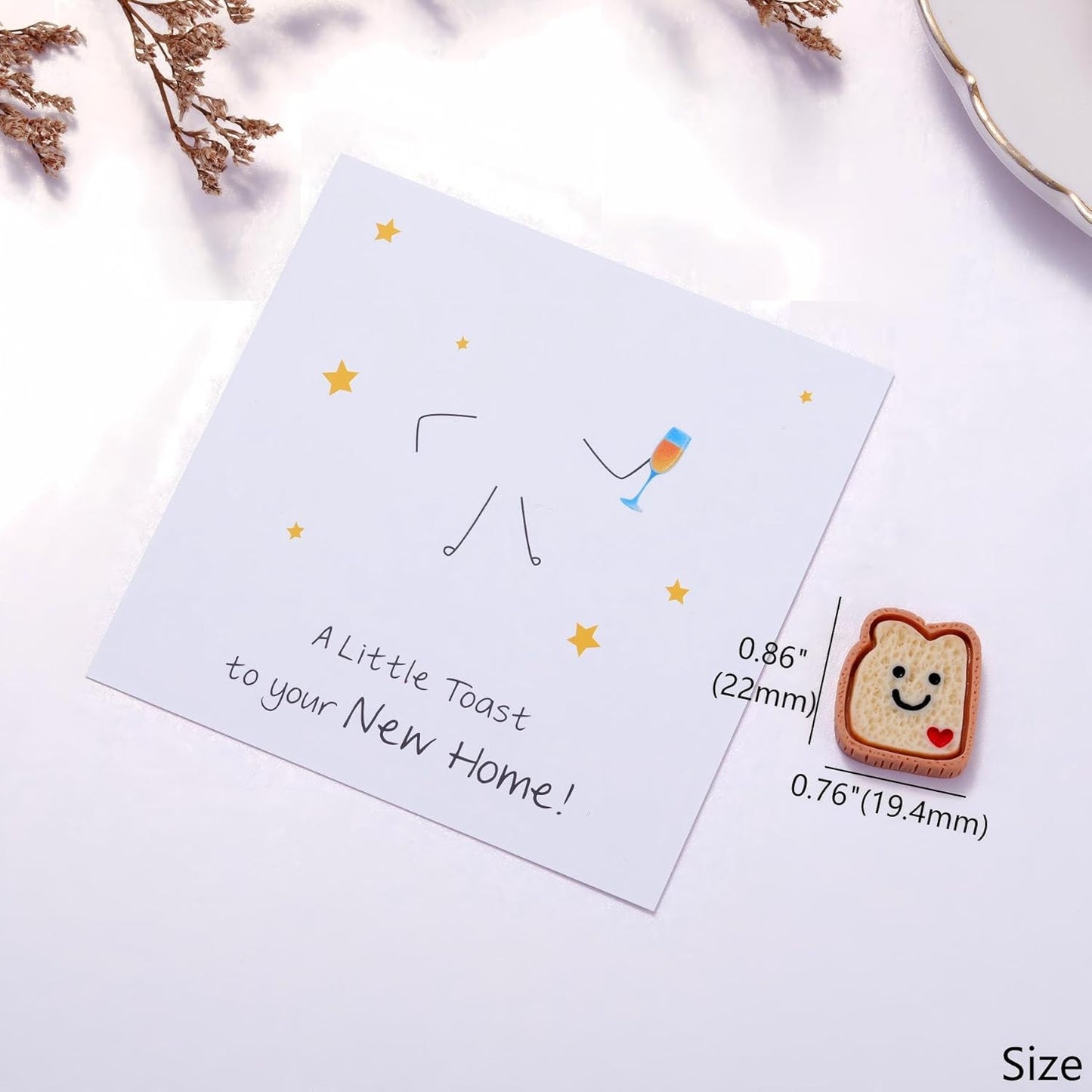 Ralukiia New Home Token Gift with Card, Cute Smiley Toast Keepsake, Funny Housewarming Gift for Women Friends or Family, Fresh Start Moving Away Gifts, New Apartment Warming Gifts Ideas