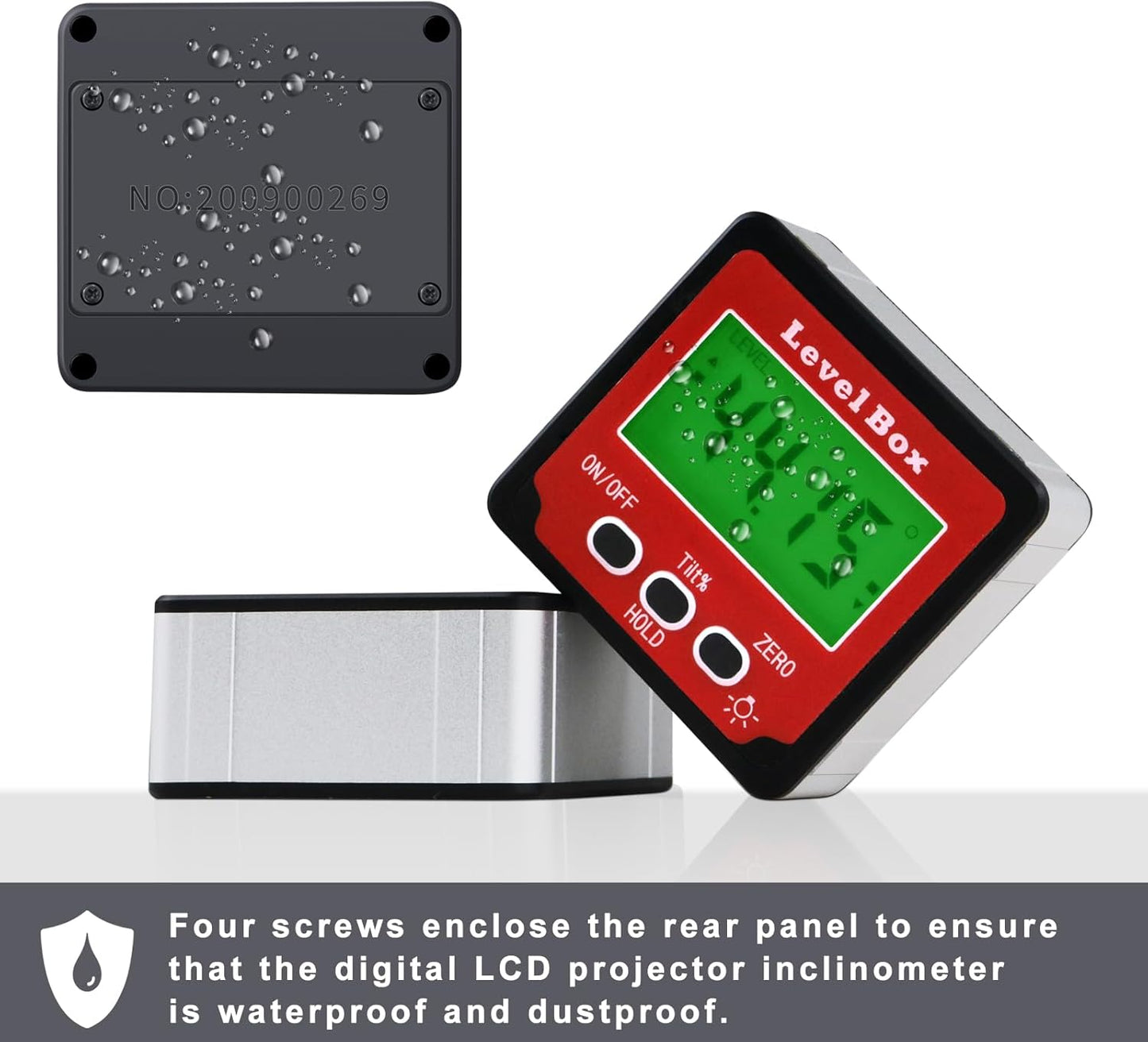 Digital Inclinometer Angle Finder Gauge, IP54 Digital Electronic Protractor Bevel Gauge, Inclinometer Angle Cube Level Box with LCD screen for Woodworking, Table Saw and etc