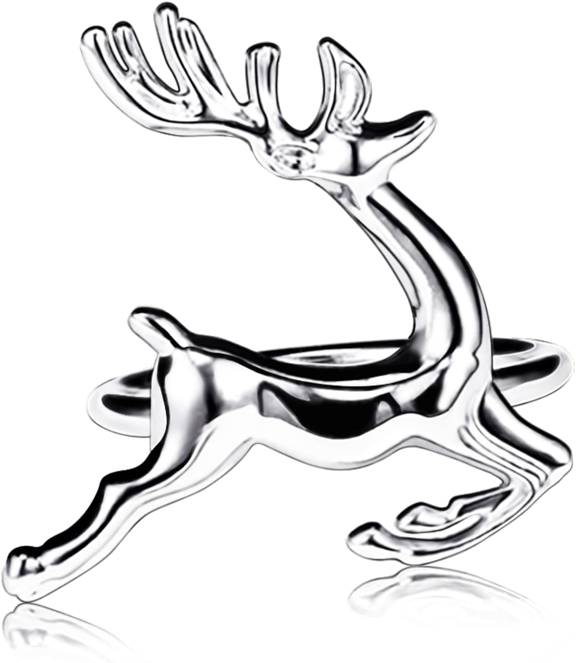 Legigo Set of 8 Christmas Deer Napkin Rings Set- Sliver Deer Xmas Napkin Ring Holders for Cloth Napkins, Christmas Holiday Party Dinner Table Decoration
