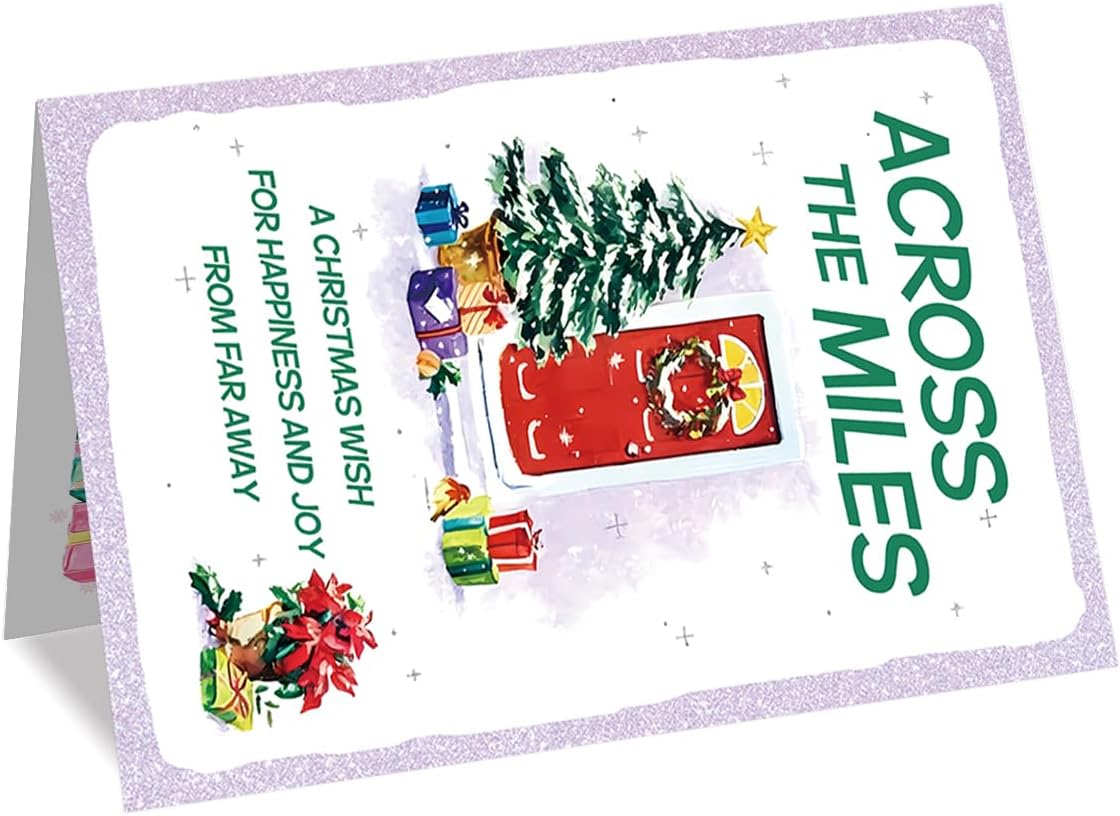 Funny Christmas Card Gift for Women Men, Across the Miles Christmas Card for Family and Friends