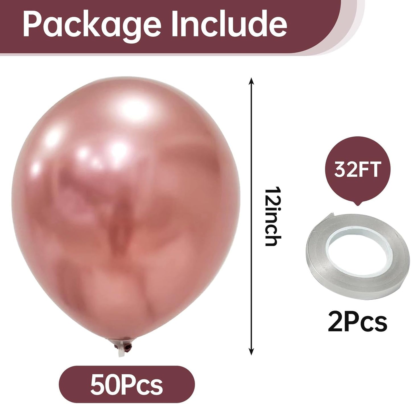 KALOR 10 Inch Metallic Rose Gold Balloons, 100 Pcs Latex Helium Metallic Balloons for Kid's Birthday Party Baby Shower Wedding Graduation Graduation Party Decorations