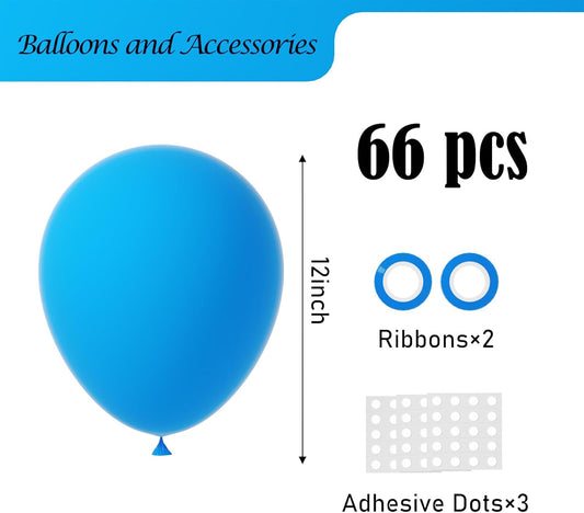 Blue Balloons, 66pack 12inch Blue Latex Party Balloons for Birthday Baby Shower Graduation Wedding Gender Reveal Anniversary Bachelorette Party Decorations