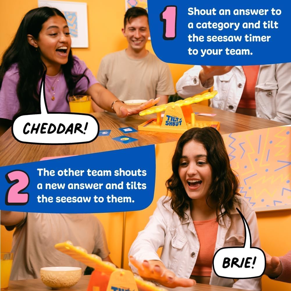 Big Potato Tilt ’n’ Shout – Fast-Paced Family Board Game for Adults & Kids | Shout Out Trivia Party Game with Categories & Bonus Content | New Board Games 2025