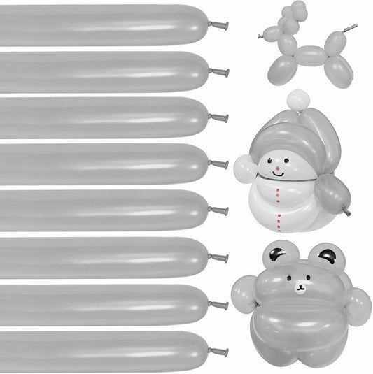 260 Balloons 100 pcs: Skinny Silver Balloons for Wedding, Birthday Parties