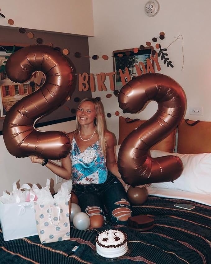 Dark Brown Number 14 Balloon 40 inch, Coffee Brown 14 Number Balloons, 14th Birthday Decorations, Chocolate 14 Year Old Girls Boys Party Supplies
