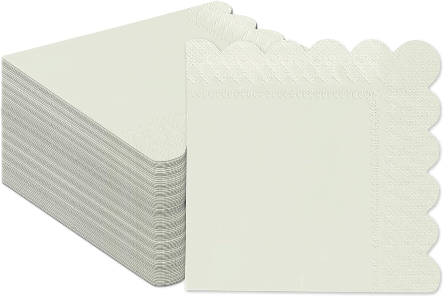 qiqee Apricot Grey Cocktail Dinner Napkins 5x5inch Disposable Beverage,Wedding, Birthday Party Dessert Wave Paper Napkins(120 Count)