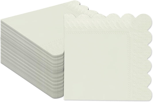 qiqee Apricot Grey Cocktail Dinner Napkins 5x5inch Disposable Beverage,Wedding, Birthday Party Dessert Wave Paper Napkins(120 Count)