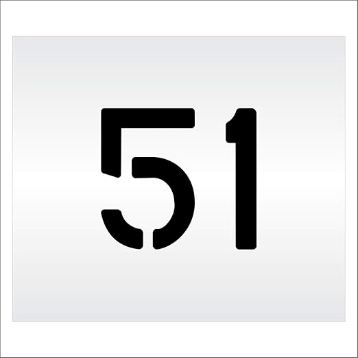 Pavement, Curb, and WheelStop Stencils - 6 inch Double Number Stencil - (51) - 6" x 6" x 1/8" (128 mil) - Pro-Grade