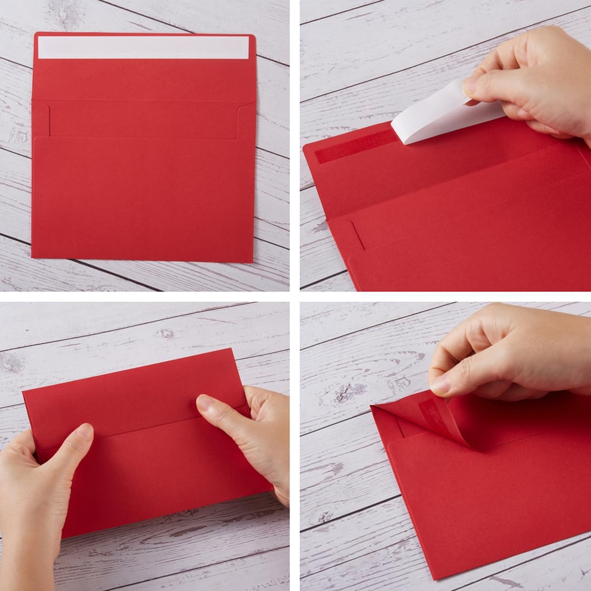 50 Pack 5 x 7 Envelopes Colored Self Seal for Wedding, Party Invitations, Greeting Cards, Announcements, Photos, 5.24 x 7.21 Inches (Christmas Green/Red)