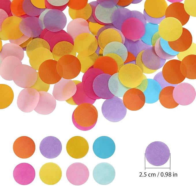 10000 Pieces 1 Inch Round Tissue Paper Confetti, 3.5 oz Multicolor Round Tissue Confetti, for Weddings, Anniversaries, Arts Craft DIY Scrapbooking