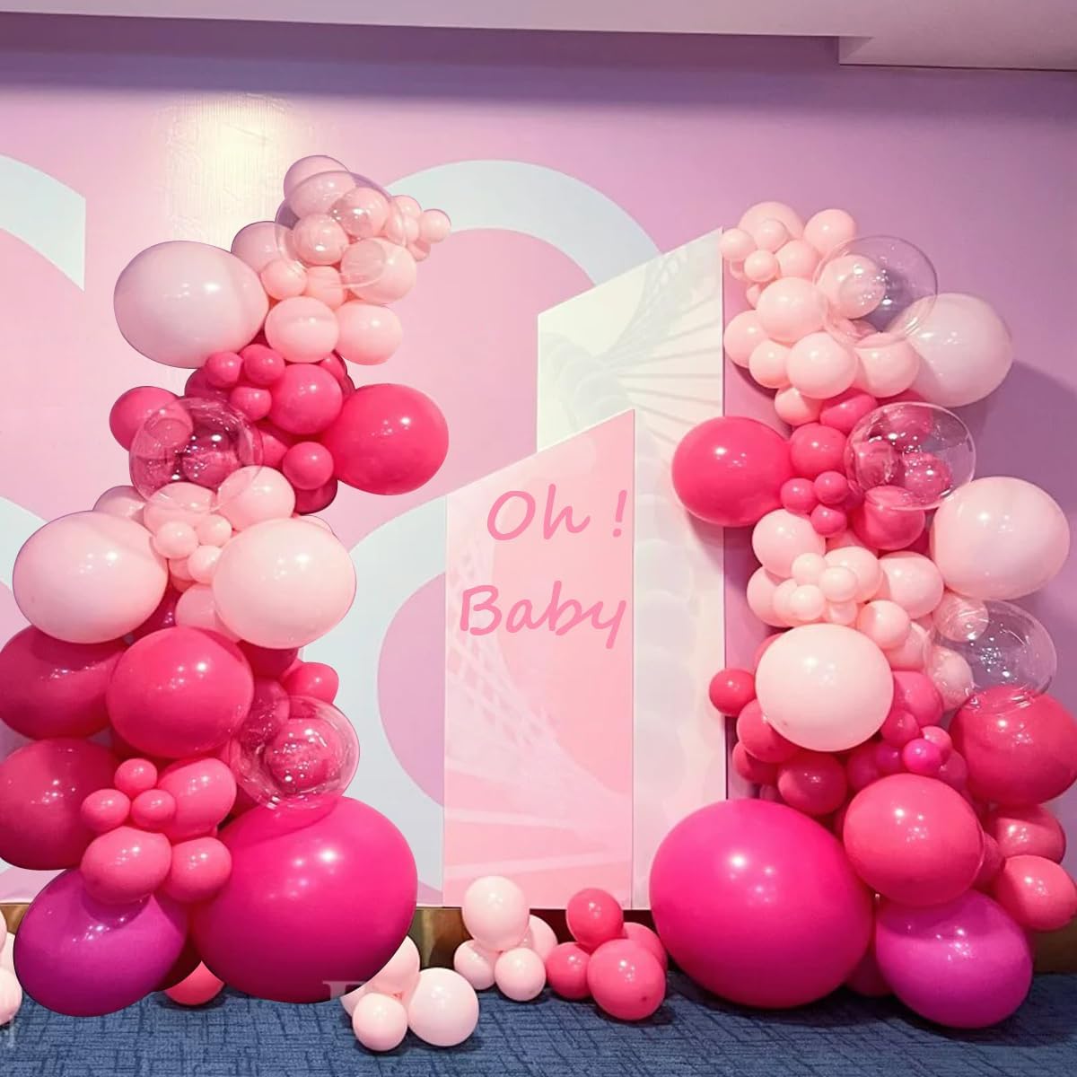 Pink Balloon Garland Arch Kit, 155 Pcs Different Shades of Pink Balloons for Girls Women Princess Birthday Bridal Baby Shower Wedding Party Decorations