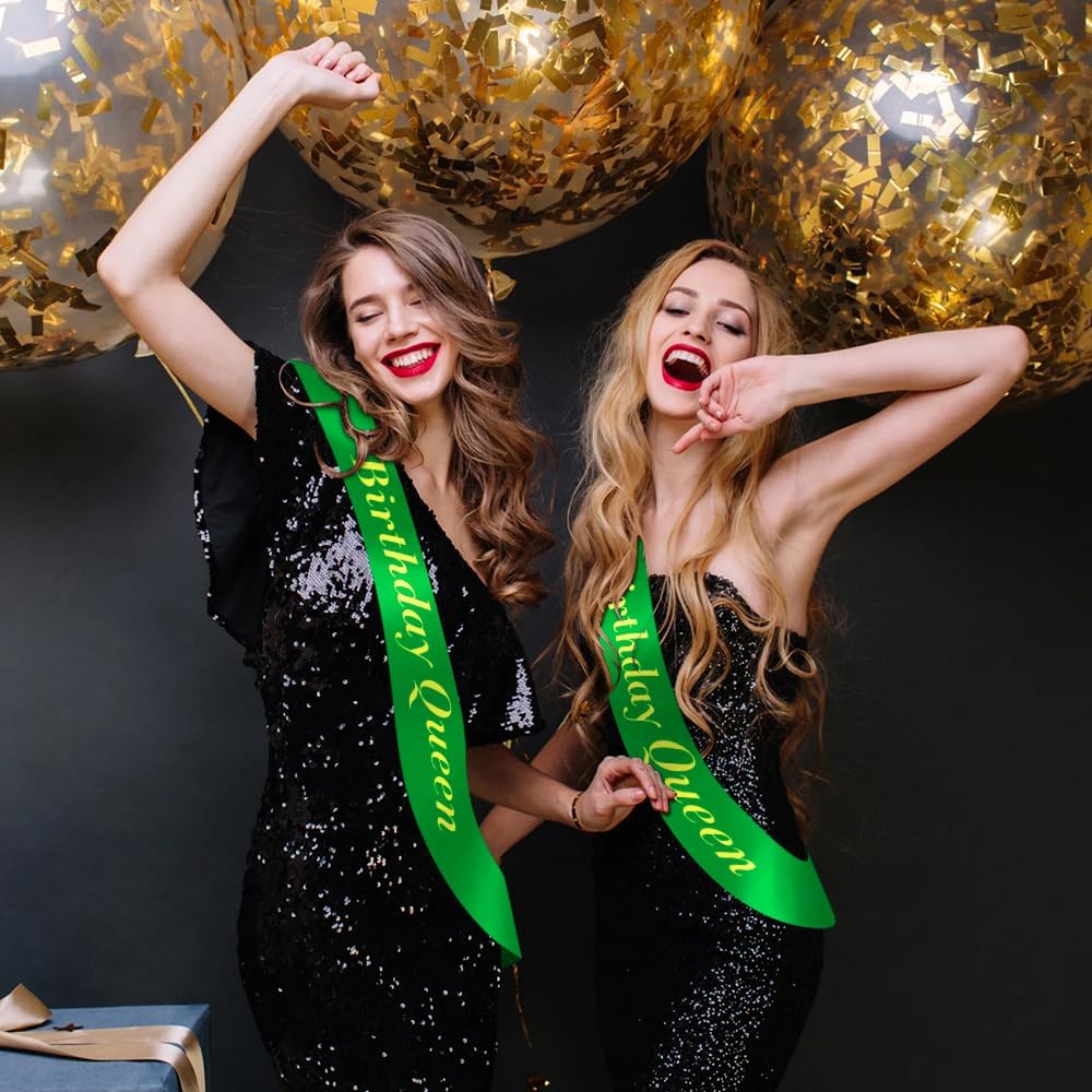 12pcs Green Girl Scout Sash With Badges - Blank Sashes for Pageants, Graduation, Bride, Birthday, Prom Queen, Homecoming Court - Make Your Own