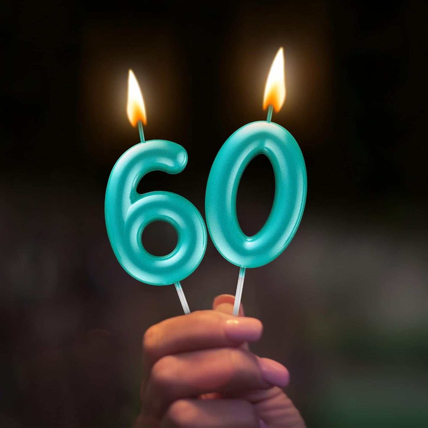 Blue Number 60 Candle Happy Birthday 3D Number Candles for Birthday Cake Party Decoration Wedding Anniversary Celebration Supplies
