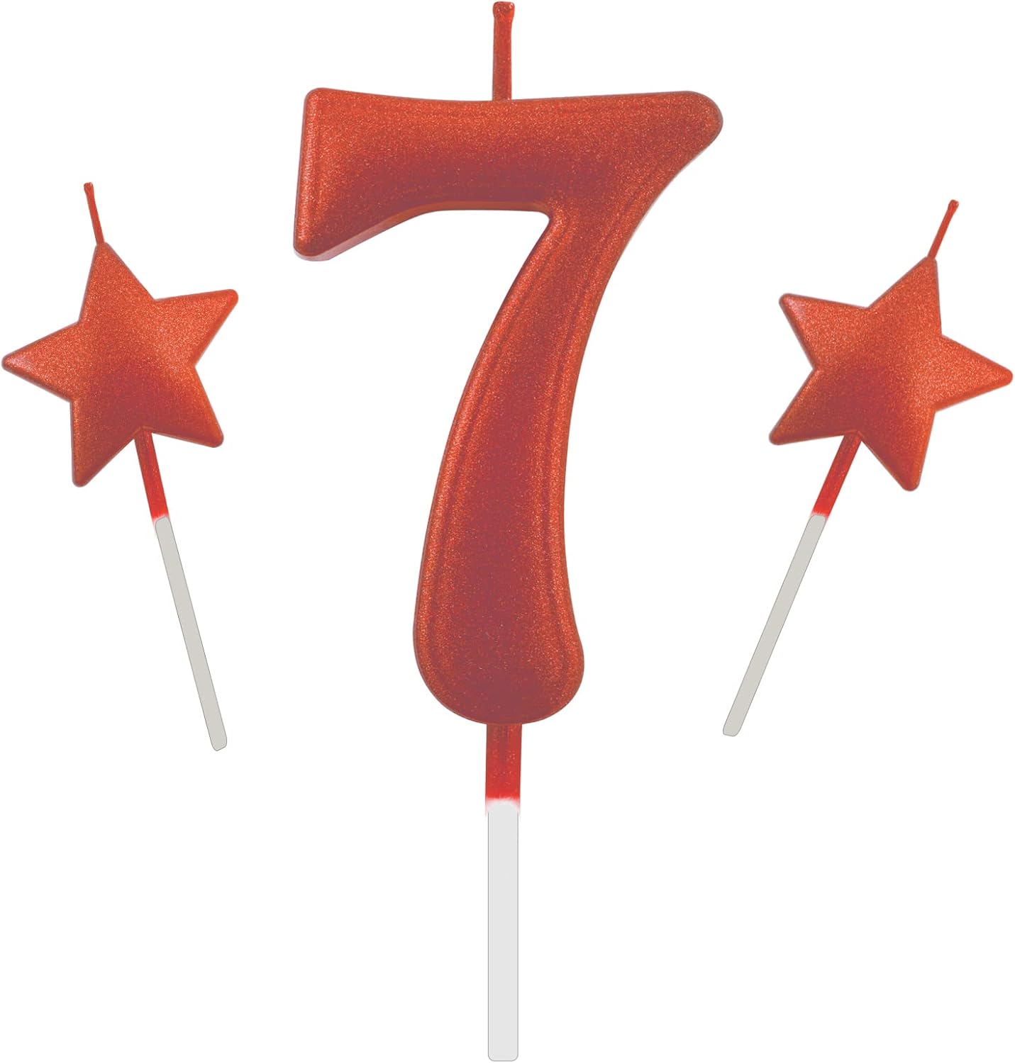 2.75in Red Number 7 Birthday Candles, Glitter Red Happy Birthday Cake Cupcake Toppers Decoration and Celebrating for Adults/Kids Party Baking (2.75in Red Number 7)
