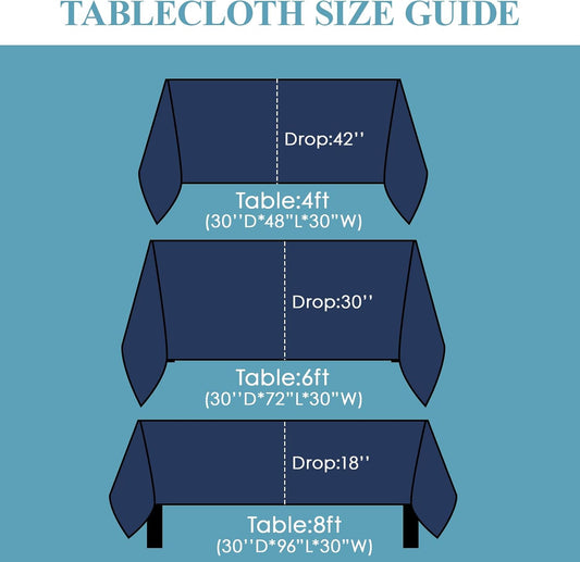 VidaFete Tablecloth 6 Pack 90 * 132inch Rectangle Table Cloth Polyester, Stain Wrinkle Resistant, Rectangular Polyester Table Cover for Kitchen Dinning Party Wedding Buffet Decoration(Navy Blue)