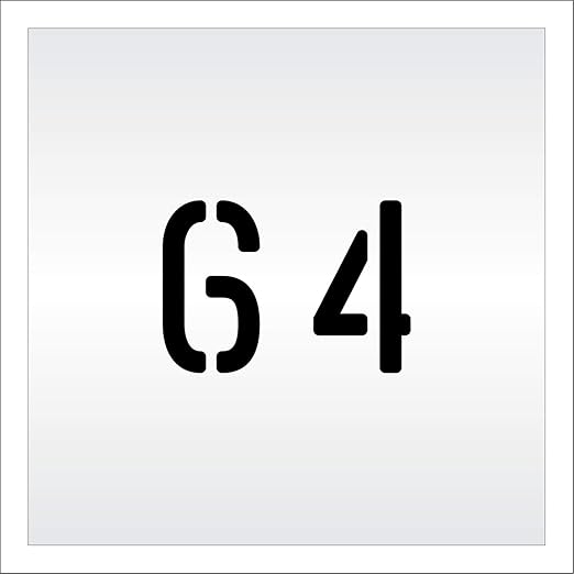 Pavement, Curb, and WheelStop Stencils - 4 inch Double Number Stencil - (64) - 4" x 5.5" x 1/16" (63 mil) - Light-Duty