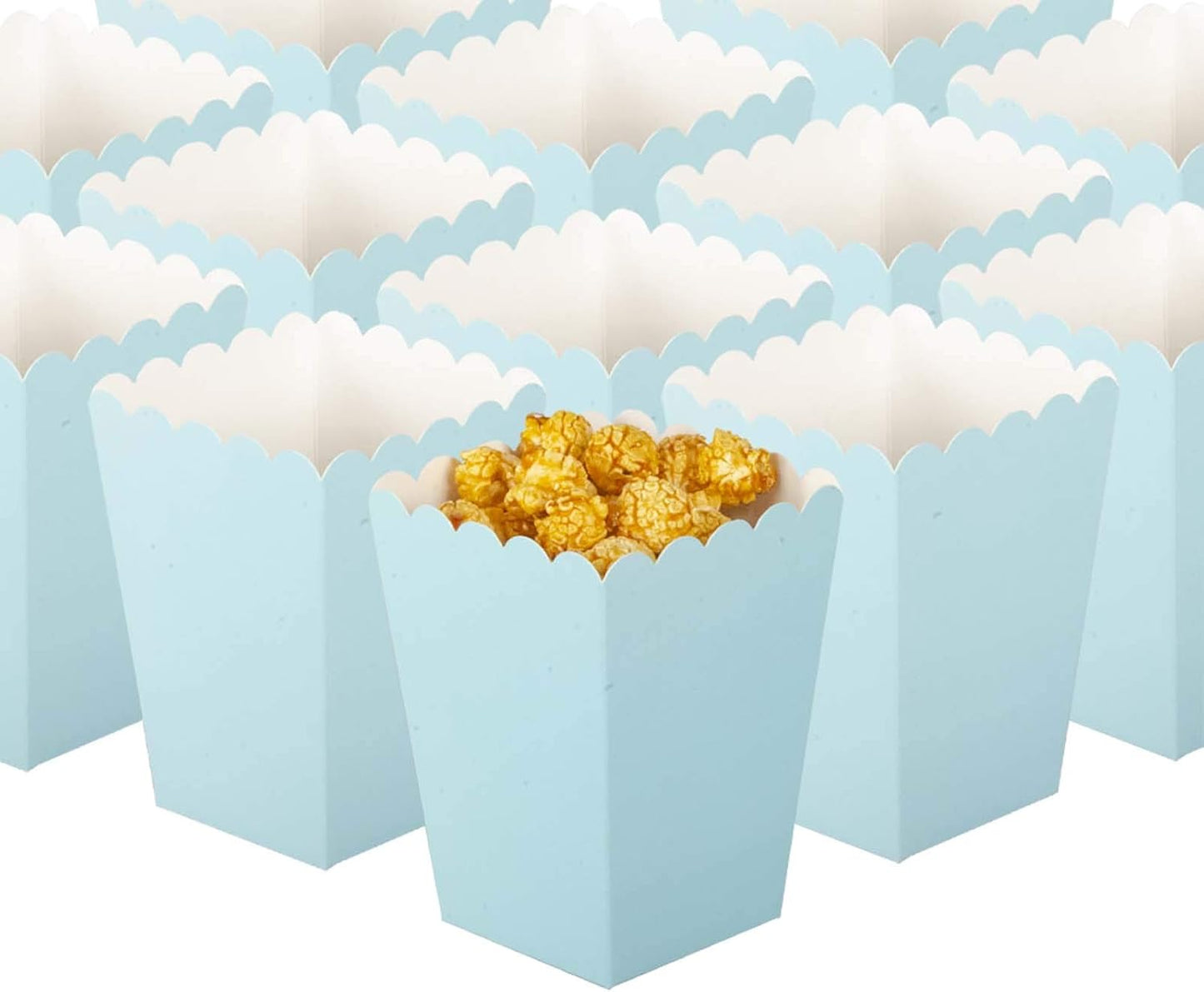 GAKA Baby Blue Popcorn Boxes Mini Paper Popcorn Boxes Set Of 36 Cardboard Container，For Party Supplies
