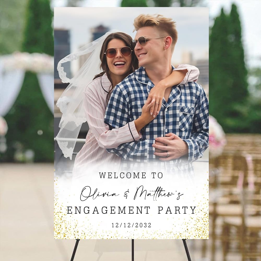 Personalized Engagement Welcome Sign – Minimalist Engagement Party Yard Sign – We’re Engaged Signs – Engagement Party Decorations for Couple - She Said Yes! (Version 9)