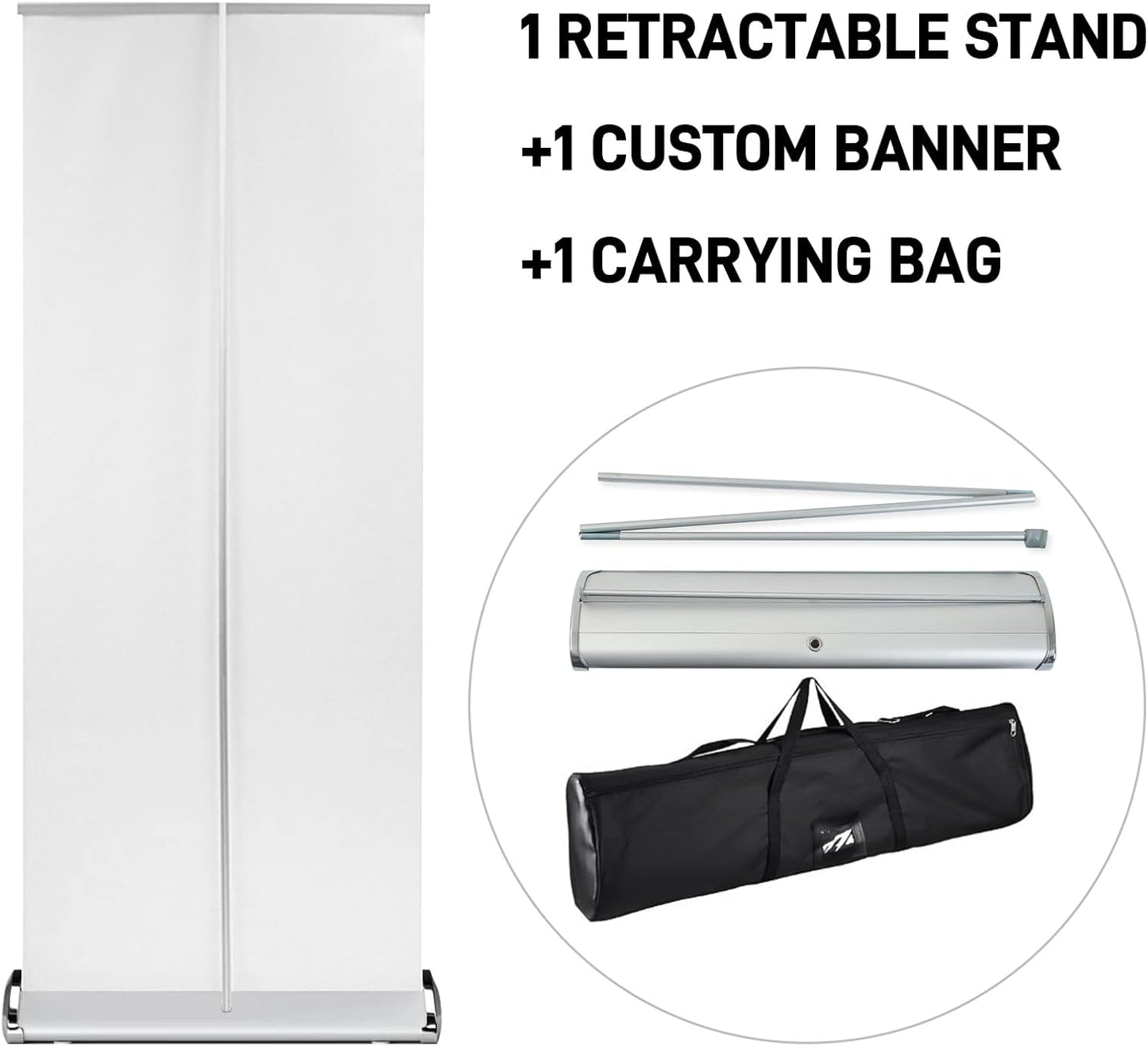 Customized Retractable Banner Stands for Business with The Carry Bags, Vertical Banner Stands, Indoor Outdoor Displays for Advertising, Birthdays and Parties, Rolling Banner Stands, Customizable Signs with Stands, 33x81in