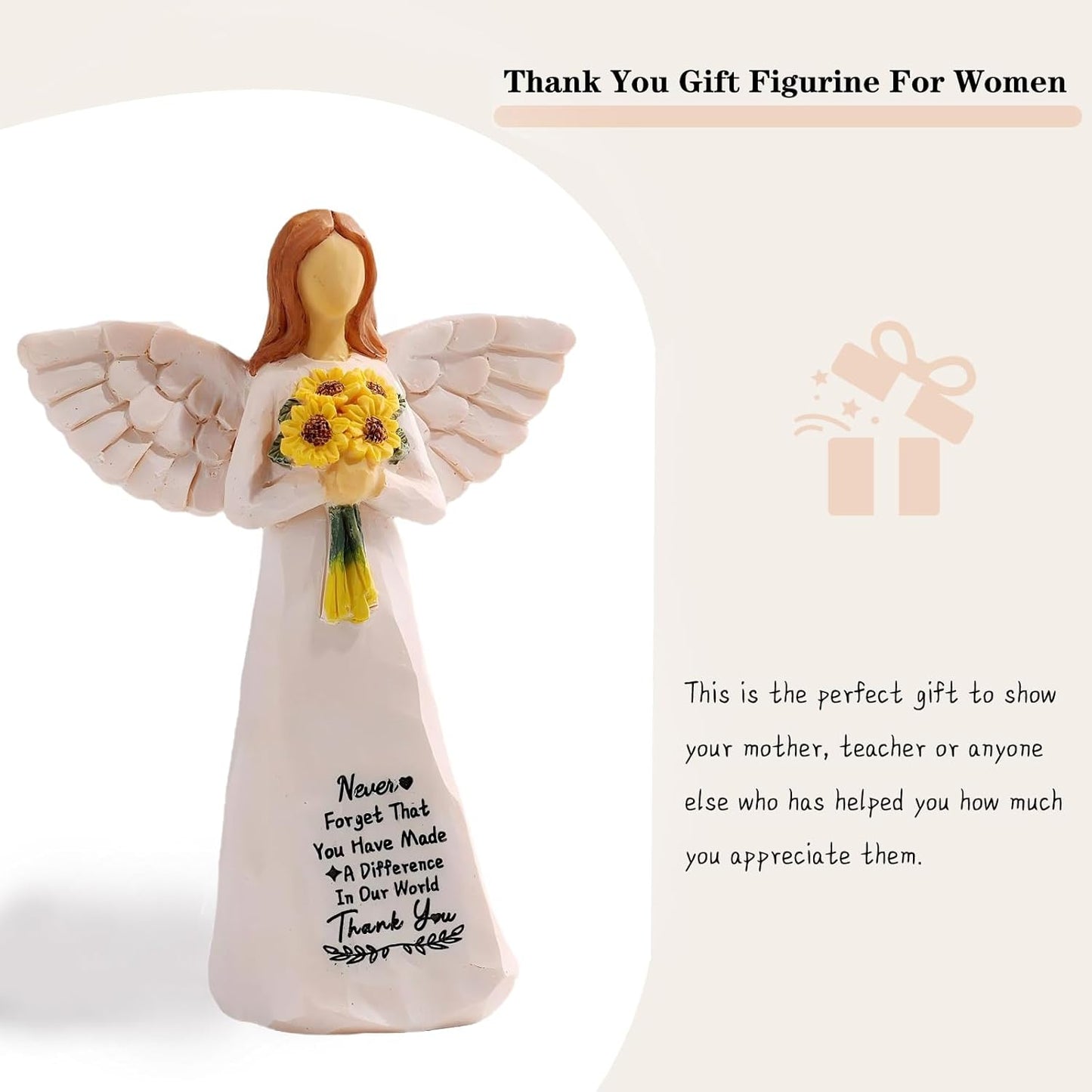 Thank You Gifts for Women,Teacher Appreciation Gifts,5.5'' Handmade Angel Figurine Decoration for Teacher Retirement Party,Appreciation Gift for Teacher Coworkers Boss Lady