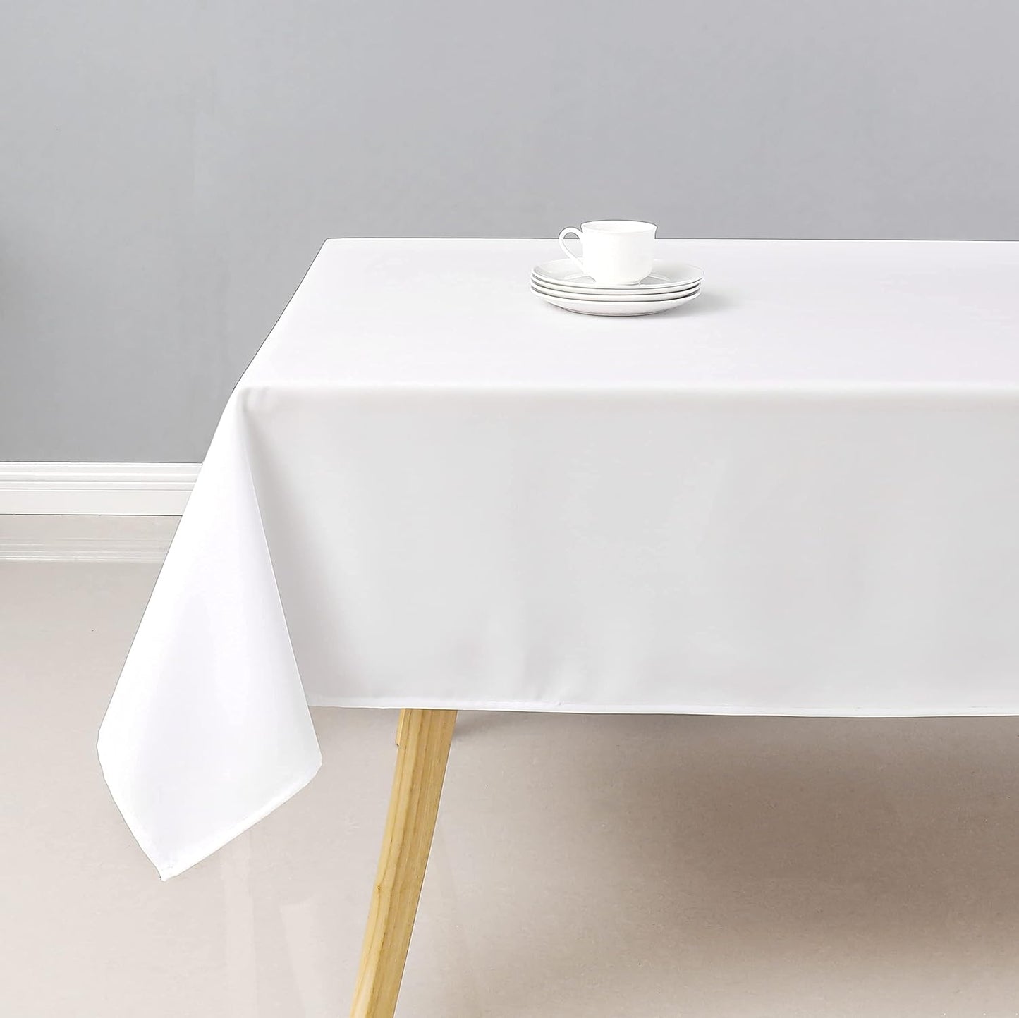 Wewoch White Rectangle Tablecloth Water Resistant Washable Polyester Table Cloth for Dining,Kitchen, Parties Weddings and Outdoor Use 60 Inch by 120 Inch
