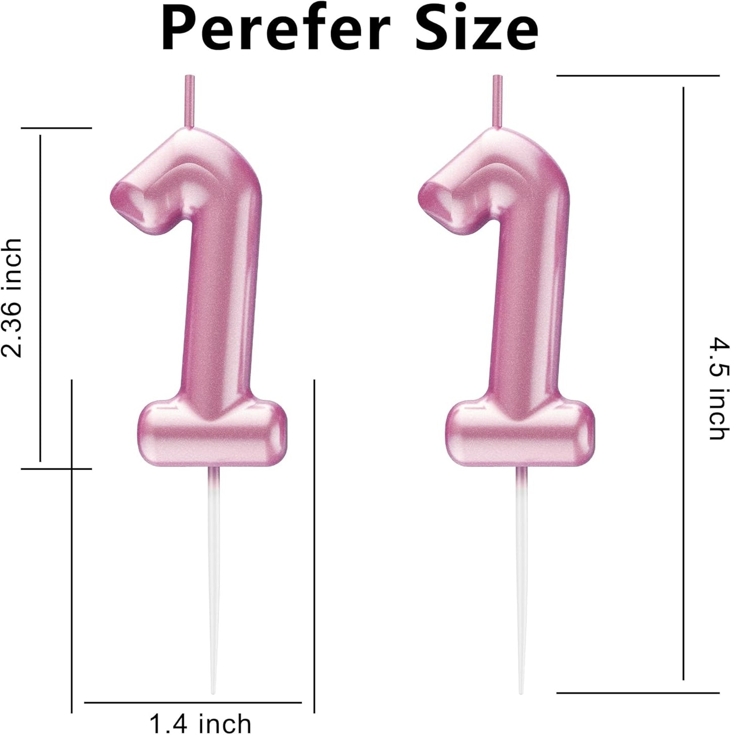 Pink Number 11 Candle Happy Birthday 3D Number Candles for Birthday Cake Party Decoration Wedding Anniversary Celebration Supplies