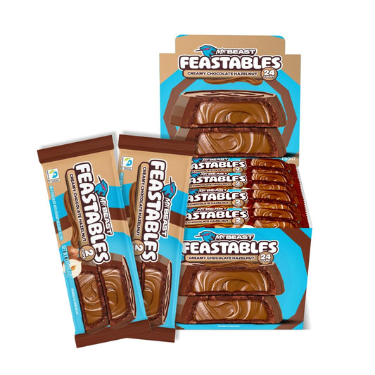 Feastables MrBeast Hazelnut Cups, Milk Chocolate & Creamy Hazelnut Filling, Cups for Adults & Kids, Chocolate Candy for Snacks, Gifts, or Dessert, Made With Fairtrade Cocoa, 2 Pack, 24 Count