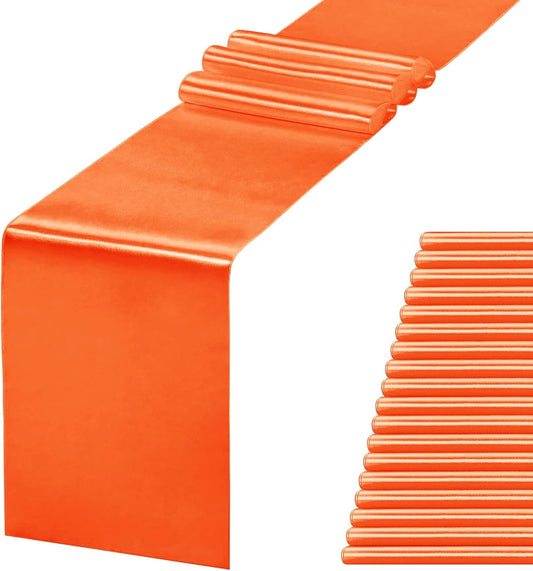 20 Pack Satin Table Runner 12 X 108 Inch Silk Table Runner for Party,Wedding, Birthday, Banquets,Decoration(Orange)