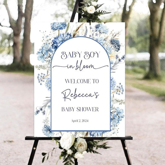 Editable Baby In Bloom Welcome Sign, Baby in Bloom Baby Shower Welcome Sign, Wildflower Baby Shower Sign, Spring Floral Baby Shower Welcome Sign, Personalized Baby Shower Sign #13