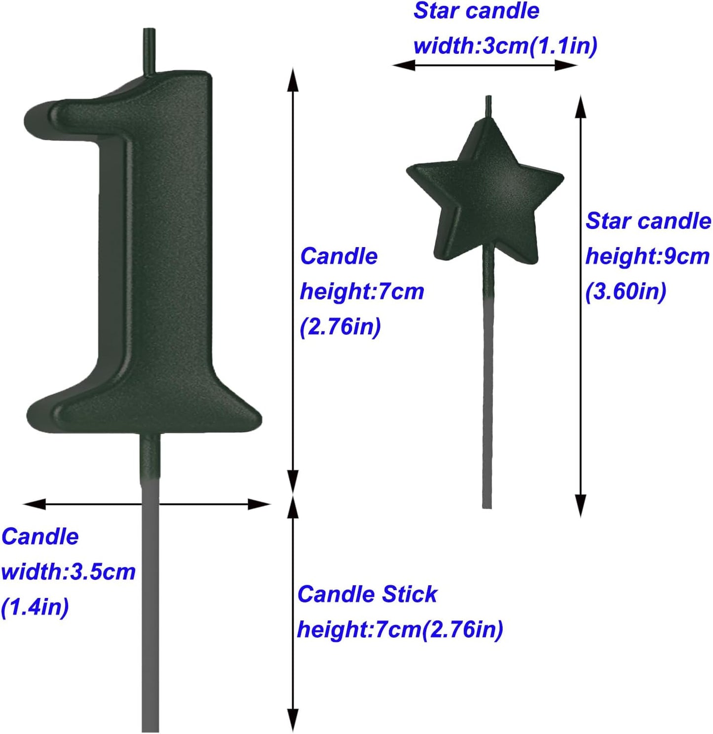 2.75in Tall Black Number 1 Birthday Candles, Glitter Happy Birthday Cake Cupcake Toppers Decoration and Celebrating for Adults/Kids Party Baking (2.75in Black Number 1)